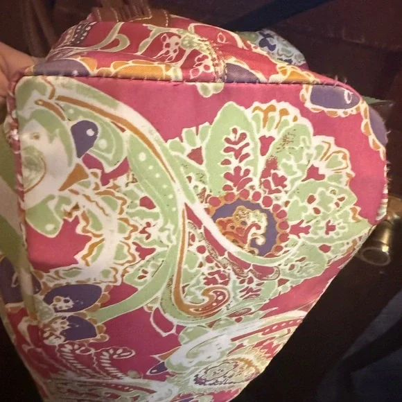 SOLD-Tyler Rodan Pink & Green Paisley Handbag - Picture 3 of 10